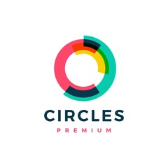 abstract circle overlapping color logo vector icon illustration