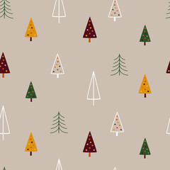 Wall Mural - seamless patterns with christmas tree. vector