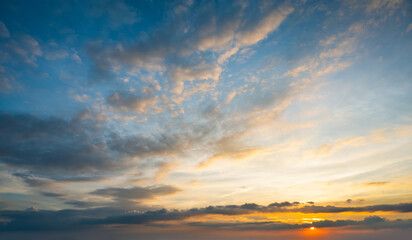 Wall Mural - sunset sky for background or sunrise sky and cloud at morning.