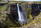Fototapeta Tęcza - View of the landscape of the Haifoss waterfall in Iceland.