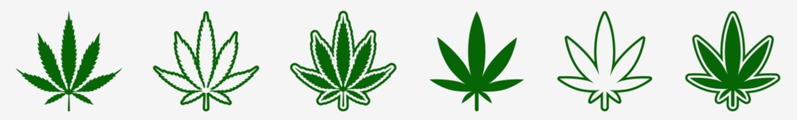 Wall Mural - cannabis leaf icon set green | cannabis leaves vector illustration logo | cannabis leaf icons isolat