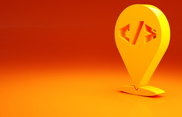 Yellow Web design and front end development icon isolated on orange background. Minimalism concept. 3d illustration 3D render.