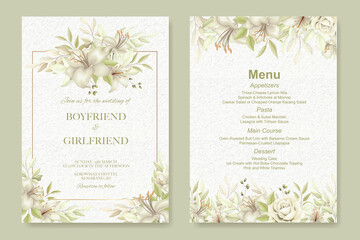 Elegant floral wedding invitation card template