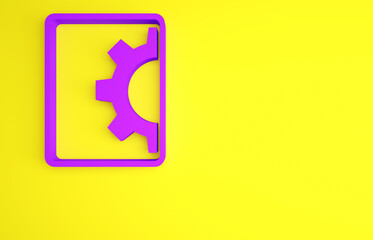 Purple Software, web development, programming concept icon isolated on yellow background. Programming language and program code on screen tablet. Minimalism concept. 3d illustration 3D render.