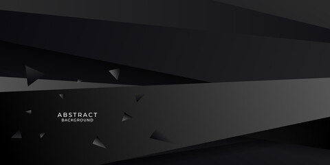 Wall Mural - black abstract background with 3d overlap layers and blank copy space for text. vector illustration 