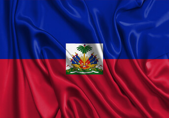 Wall Mural - Haiti , national flag on fabric texture. International relationship.