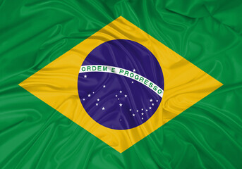 Wall Mural - Brazil national flag texture. Background for international concept. Simple waving flag.