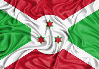 Burundi , national flag on fabric texture waving background.