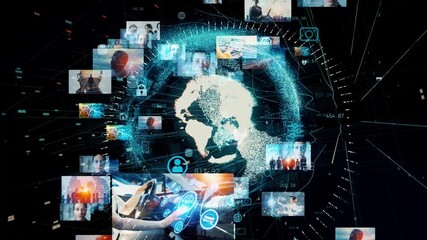 Wall Mural - グローバルネットワーク 映像コンテンツ