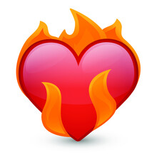 Heart On Fire Emoji Icon Object Symbol Gradient Vector Art Design Cartoon Isolated Background.
