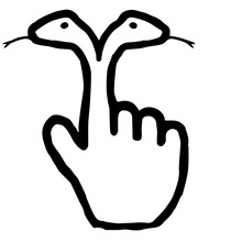 Hand Cursor097 (Double-headed Snake): Doodle Icon: Hand Drawn Vector Icon Like Woodblock Print