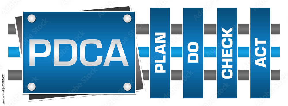 PDCA - Plan Do Check Act Blue Grey Boxes Lines Horizontal Stock ...