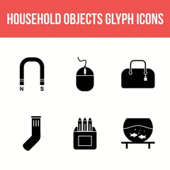 Wall Mural - Unique Household Objects Vector Icon Set