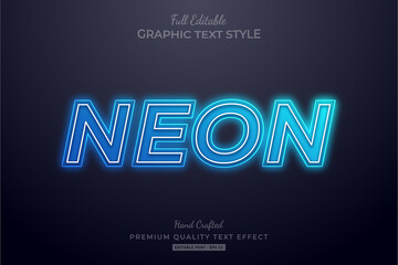 Wall Mural - Blue Neon Editable Text Effect