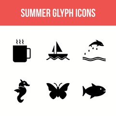 Wall Mural - Unique Summer Glyph Vector Icon Set