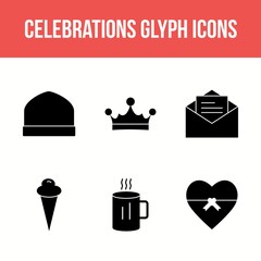 Canvas Print - Unique Celebration Glyph Vector Icon Set