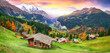 Scenic autumn view of picturesque alpine Wengen village and Lauterbrunnen Valley