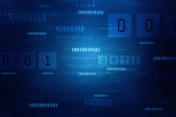 2d illustration abstract digital binary data on computer screen