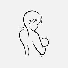 Breast feeding line art logo design