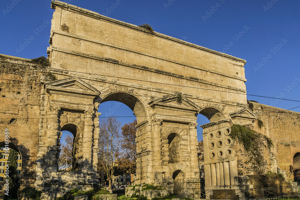 Wall Around Rome View of Aurelian Walls. Aurelian Walls built in 3rd century C.E ...