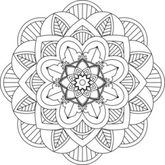 Easy Mandala coloring book simple and basic for beginners, seniors and children. Set of Mehndi flower pattern for Henna drawing and tattoo. Decoration in ethnic oriental, Indian style.