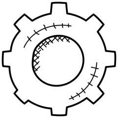 Sticker - 
A hand carrying cogwheel, technical services icon
