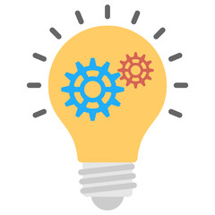 Sticker - 
A light bulb having brain inside symbolising creative brain flat icon
