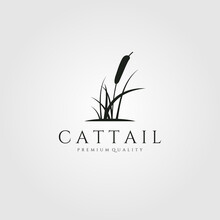 Cattail Premium Logo Vector Illustration Design, Cattail Silhouette Vector Design