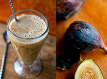 Close Up Of Fig And Date Shake On Table