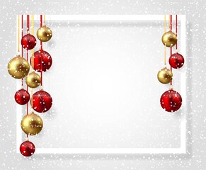 Wall Mural - Gold and red christmas balls with shadow