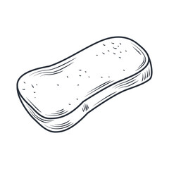 Sticker - baked slice bread icon sketch isolated on white