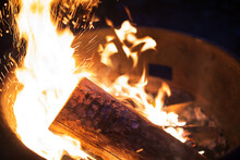 Close Up Image Of A Bonfire Crackling And Sparking