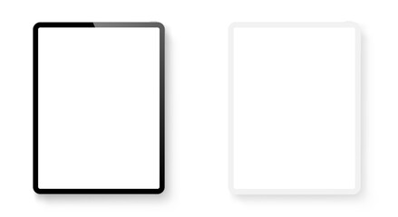 Wall Mural - realistic tablet computer mockup set. tablet pc clay and realistic mockup front view with shadow. el