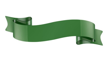 Wall Mural - Green double festive ribbon tag, isolated object - 3D render