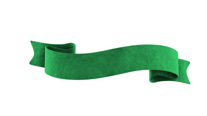 Wall Mural - Fabric green double festive ribbon tag, isolated object - 3D render