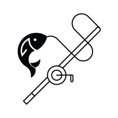 clip art black fishing on white background