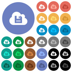 Wall Mural - Cloud storage round flat multi colored icons