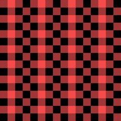 Wall Mural - Plaid seamless pattern in red and black. Tartan plaid for dress, skirt, flannel shirt, autumn, winter fabrics, background. Buffalo check gingham style. Vector flat illustration.