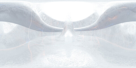 Wall Mural - 360 equi rectangular panorama modern futuristic abstract white render 3d illustration