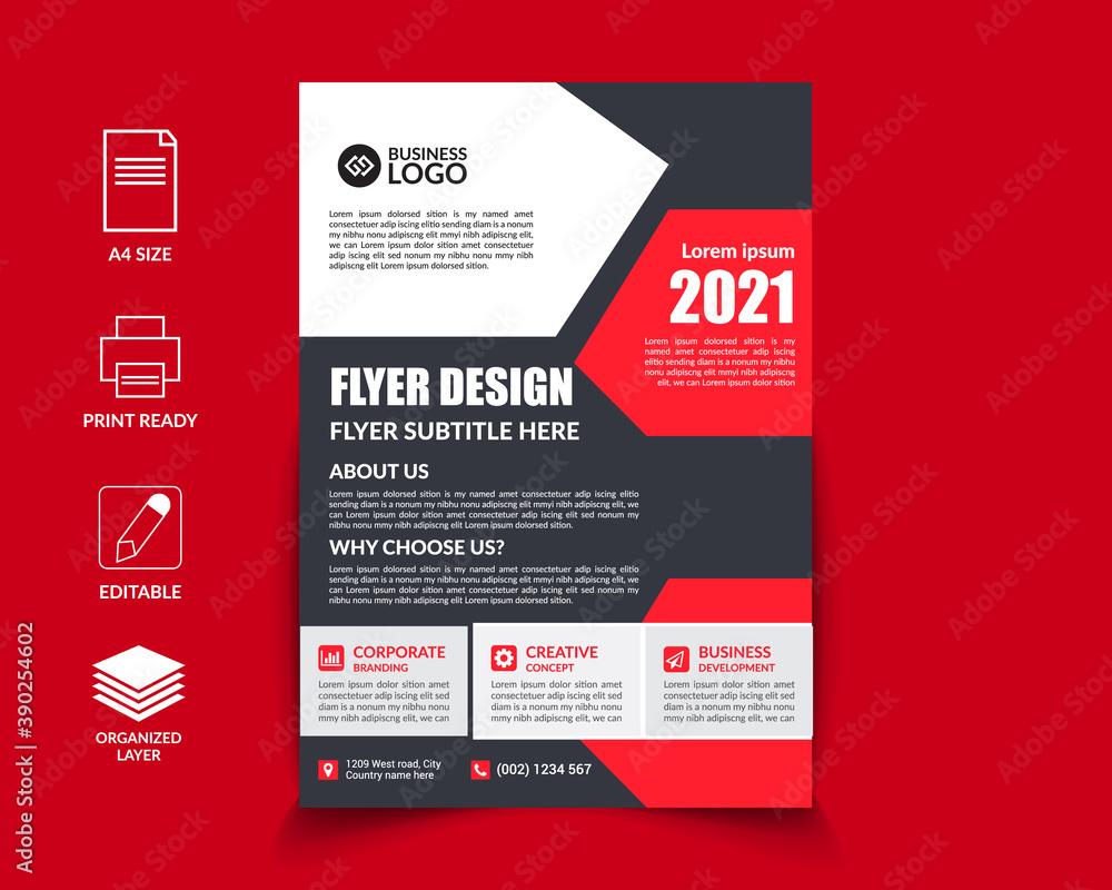 Business flyer design template vector and editable Stock Vector | Adobe ...