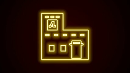 Sticker - Glowing neon line Traditional Mexican house icon isolated on black background. 4K Video motion graphic animation