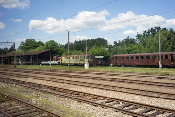 Poster - NOWY TARG, POLAND - Jul 15, 2019: Abandoned train station