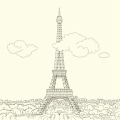 Sticker - landscape of the eiffel tower