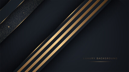 Wall Mural - Abstract luxury black and gold lines with glitter doted abstract background. Elegant for wallpaper magazine, brochure, banner, poster, business card template.