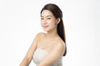 © kitthanes  - Beautiful young asian woman with clean fresh skin on white background, Face care, Facial treatment, Cosmetology, beauty and spa, Asian women portrait