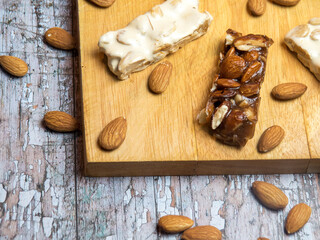 Poster - High angle shot of tasty looking snacks with nuts