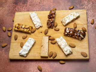 Poster - High angle shot of tasty looking snacks with nuts