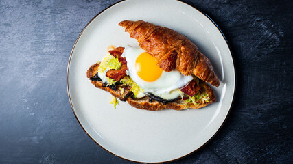 Sticker - Portobello Croissant Breakfast Sandwich with sunny up egg