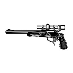 Wall Mural - Sniper gun vector illustration. Short-barreled scoped riffle or pistol. Firearm or weapon concept for gang emblems or tattoo templates