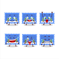 Sticker - Cartoon character of landscape christmas ticket with smile expression